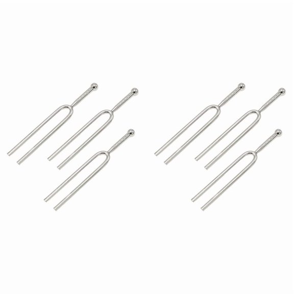 6X 440 Hz Tuning Fork, Standard Pitch A Tuning Fork Set for Guitar Violin Tuning, Music Tuning Accessories,6 x tuning fork regulator,Silver