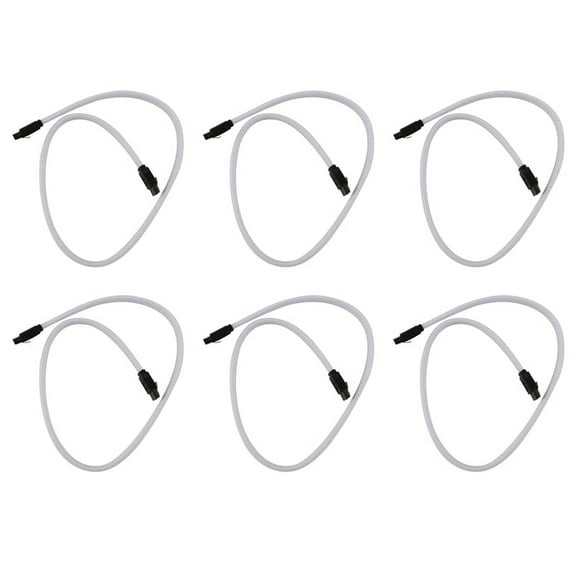 6X 50CM 3.0 III SATA3 7Pin Data Cable 6Gb/S SSD Cables HDD Hard Disk Data Cord with Nylon Sleeved Premium Version,6* SATA3 7pin Data Cable,White