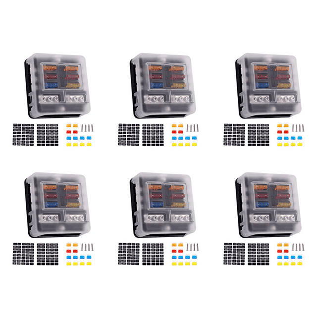 6X 6Way Waterproof Fuse Block,with LED Indicator 12 Circuits with