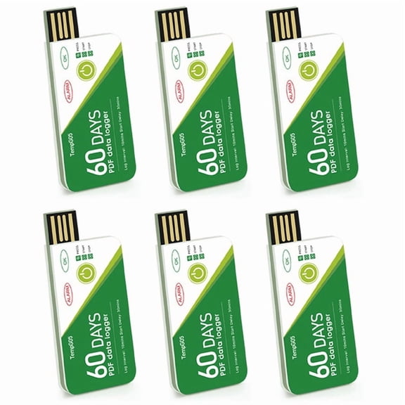 6X 60 Days USB Temperature Data Logger -30 -+60 Report with App IP67 Disposable High- Recorder with Warning