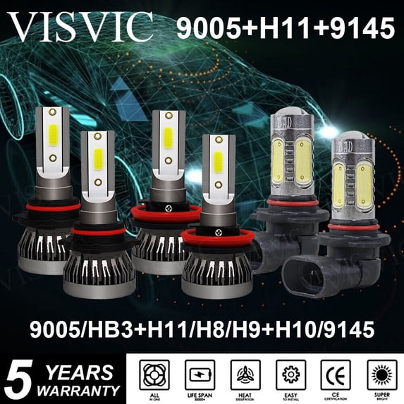 6X 6000K LED Headlight Hi-Lo + Fog Light For 1500 2500 3500 Dodge Ram 2009-2018i