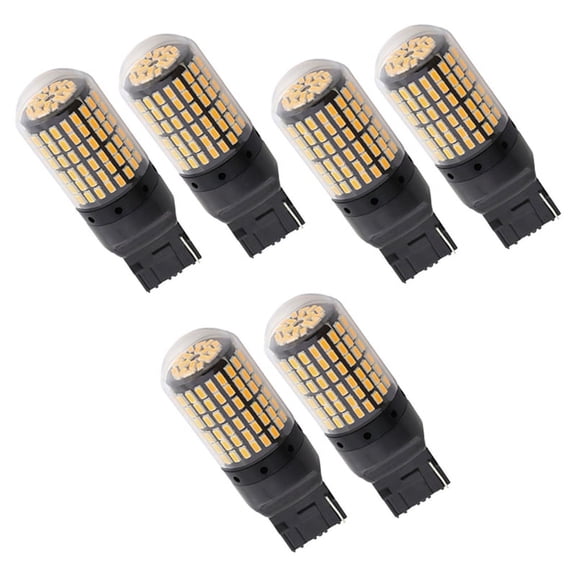 6X 7440 Canbus Super Bright Error Free LED Bulb T20 W21W 144 SMD Amber for Reverse Tail Turn Signal Light