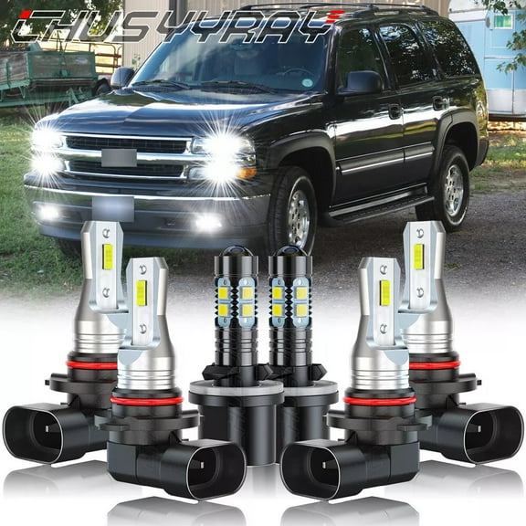 6X 9005 9006 880 LED Headlight Fog Bulbs Combo Kit 6000K White for Chevy Tahoe 2001-2004 2005 2006