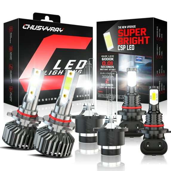 6X 9005/HB3 D4S/D4R LED/HID Headlight Bulb High&Low Beam + 9006/9145 Fog Light Bulb Conversion Kit