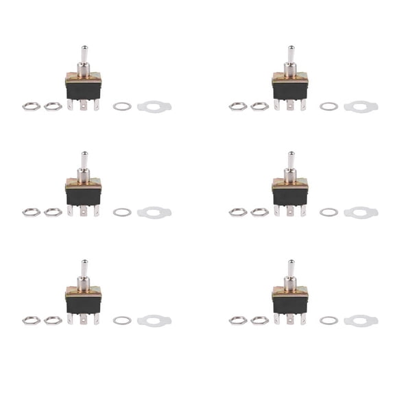 6X AC 250V/10A 125V/15A DPDT 3 Position ON//ON 6 Pins Toggle Switch Black+Silver