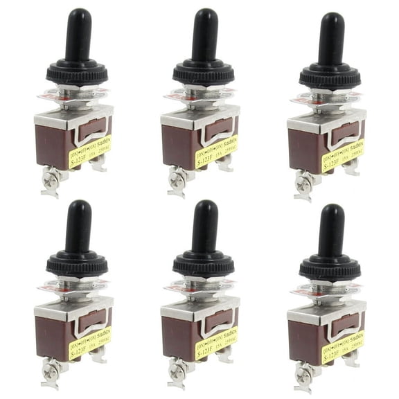6X AC 250V 15A Momentary SPDT Toggle Switch with Waterproof Boot6 x Toggle Switch
