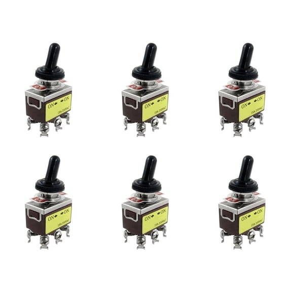 6X AC 250V 15A On/on 2 Position DPDT Toggle Switch with Waterproof Boot