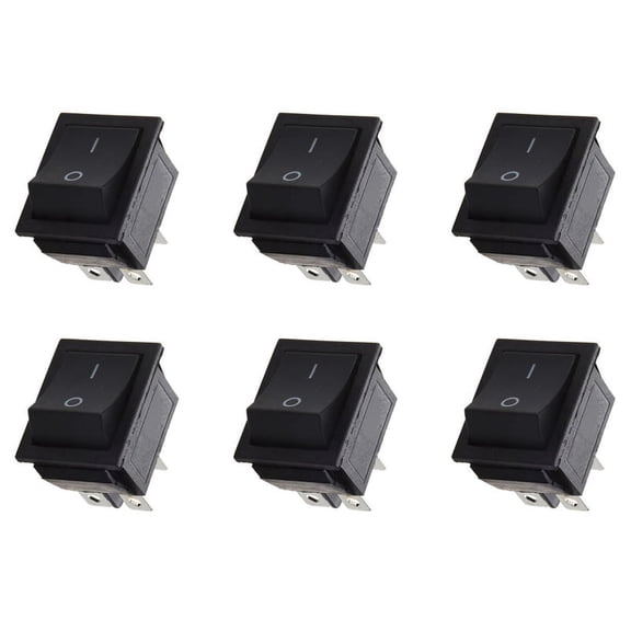 6X AC 250V 16A 4 Pin ON/OFF I/O 2 Position DPST Snap in Boat Rocker Switch 28x21mm