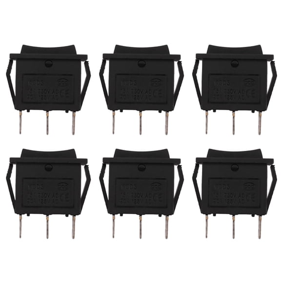 6X AC15A/250V 20A/125V 3 Pin SPDT ON-OFF-ON 3 Position Snap Rocker Switch