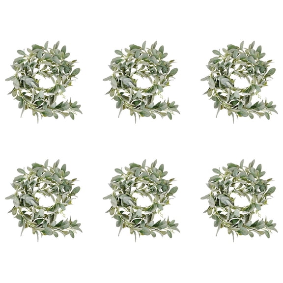 6X Artificial Flocked Lambs Ear Garland - 2Meter Soft Faux Vine Greenery and Leaves for Farmhouse Mantel Decor