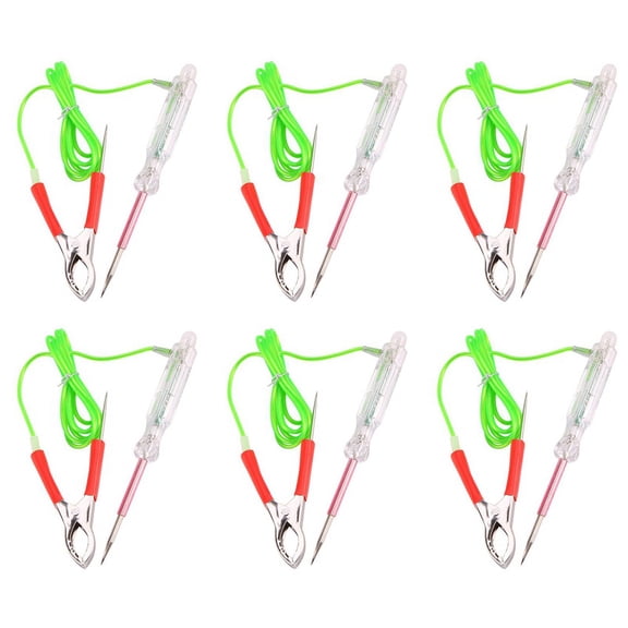 6X Automotive LED Circuit Tester 6-24V Test Light with Dual Probes 47 Inch Antifreeze Wire Alligator Clip for Testing,6 x Automotive Circuit Tester,red & green