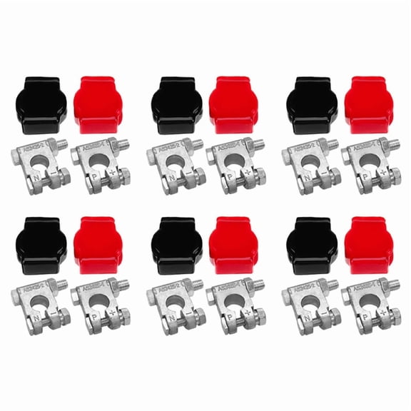 6X Battery Terminals(Heavy Duty) Battery Terminal Negative & Positive with Plastic Cover Made of Lead Alloy Kit