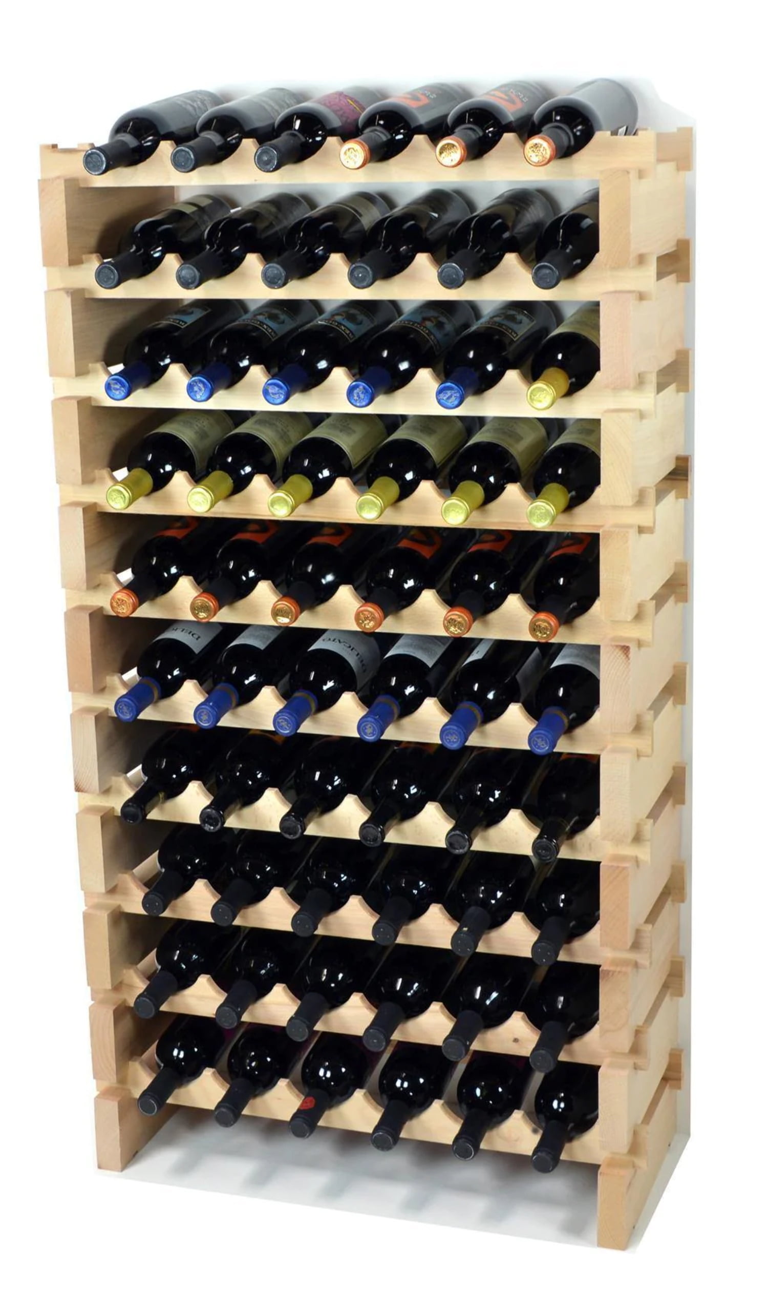 6X Bottles Beech Hardwood Modular Wine Rack Stackable 6 Bottles per Row Walmart