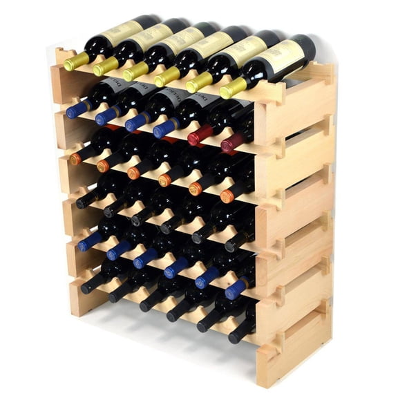 6X Bottles Beech Hardwood Modular Wine Rack Stackable (6 Bottles per Row)