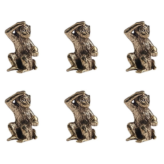 6X Bronze Mini Monkey Statue Monkey Statue Landscape Accessories, Tea Table, Desk Antique Small Bronze Ware