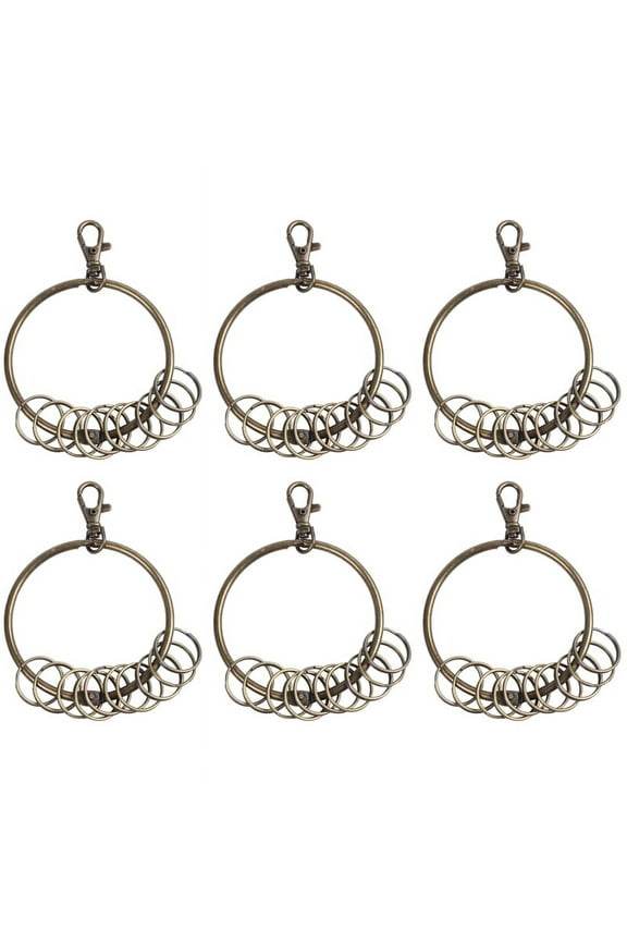 6X Bronze Tone Carabiner Prisoner Keyring 10 Loops Key Chain Ring 7.6cm
