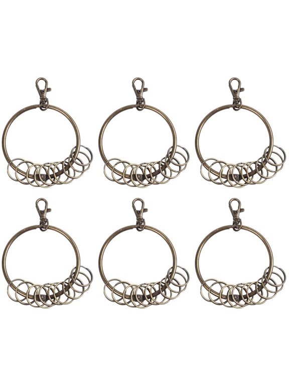 6X Bronze Tone Carabiner Prisoner Keyring 10 Loops Key Chain Ring 7.6cm