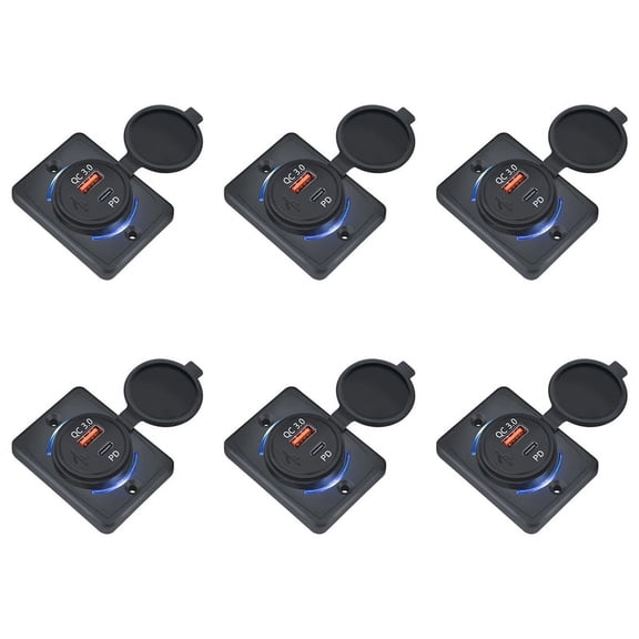 6X Car Charger Socket 18W and QC 3.0 USB Quick Charge Socket Quick Charge 3.0 QC 3.0 for Car Boat Rv Mobile