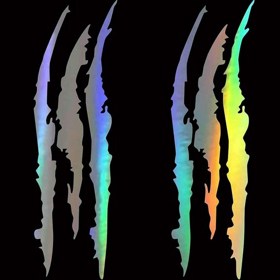 6X Car Stickers Reflective Monster Claw Marks Scratch Stripe Marks Headlight Decal Dinosaur Raptor Scratches Decor by Coconut Ok