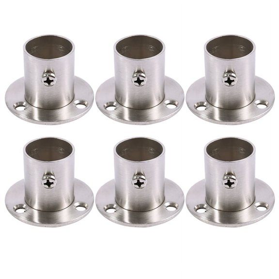 6X Closet 22mm Dia Pipe Hanging Rail Rod End Support Bracket