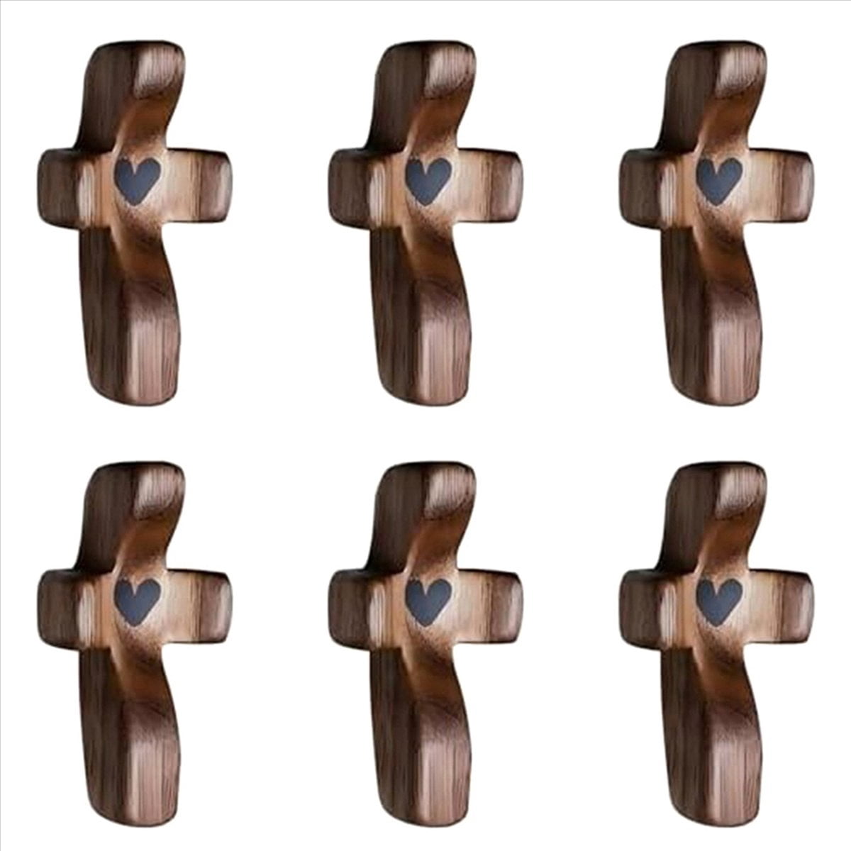 6X Crosses Heart Encouragement Gift Wooden Fingertip Stress Relief ...