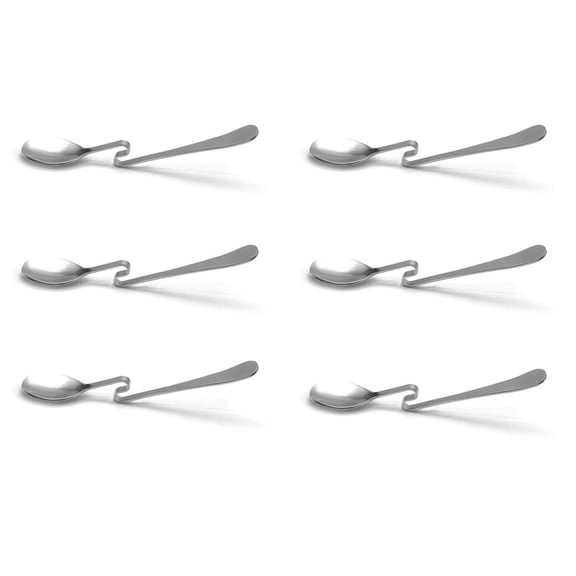 6X Cute Curved Spoon Teaspoon Condiment Drink Hanging Tea Coffee Dessert Stainless Steel Drink Tableware