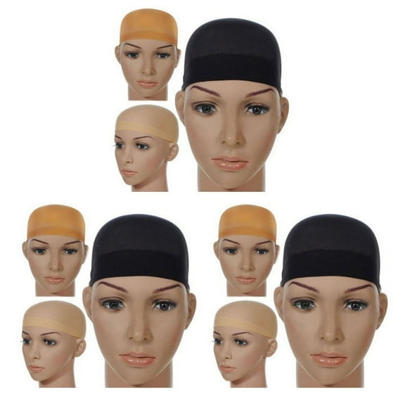 6X Deluxe Wig Cap Hair Net for Weave Hair Wig Nets Stretch Mesh Wig Cap for Making Wigs Free Size(Black)