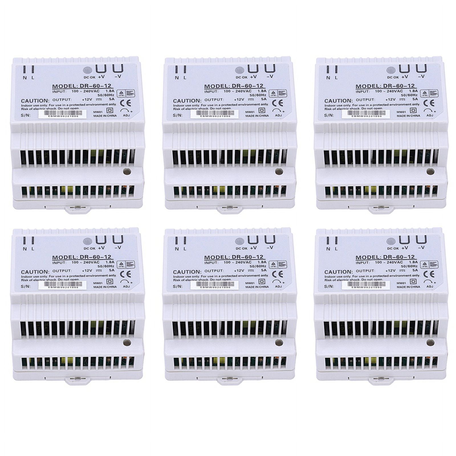 6X Din Rail Power Supply 60W 12V Ac Dc Converter -60-12 Power Supply 12V 60W