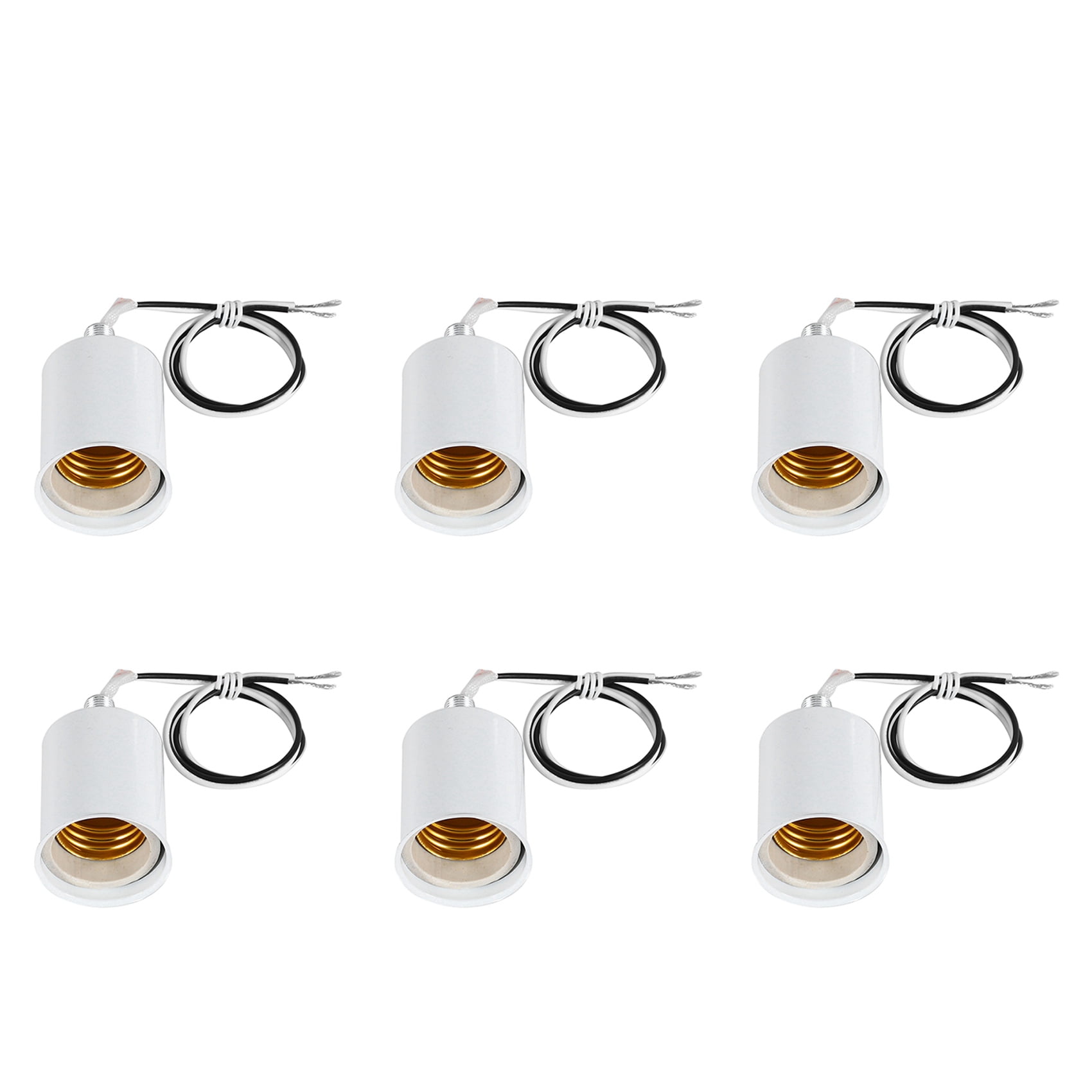 6X E27 Ceramic Screw Base Round LED Light Bulb Lamp Socket Holder ...