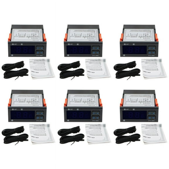 6X ETC-3000 Mini Temperature Controller Refrigerator Thermostat Regulator Thermoregulator Dual Sensor 220V