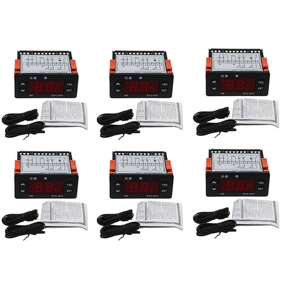 6X ETC-974 Digital Temperature Controller Microcomputer Thermostats Thermostat Refrigeration Alarm 220V Sensor