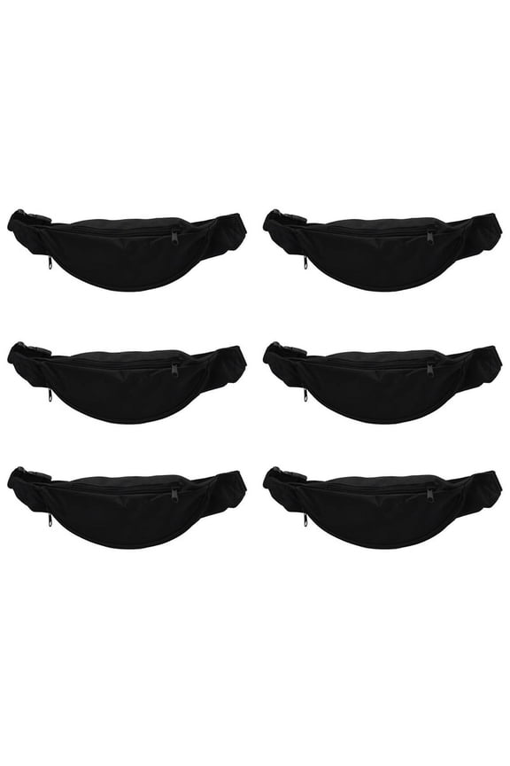 6X Fanny Pack for Women Men Unisex Belt Bag Zipper Pouch Packs Black,6 x waist pack,black