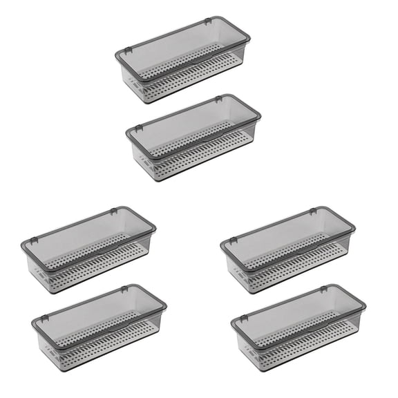 6X Flatware Tray with Lid,Utensil Storage with Lid Plastic Cutlery Tray,Cutlery Drawer Organizer Utensil ContainerB