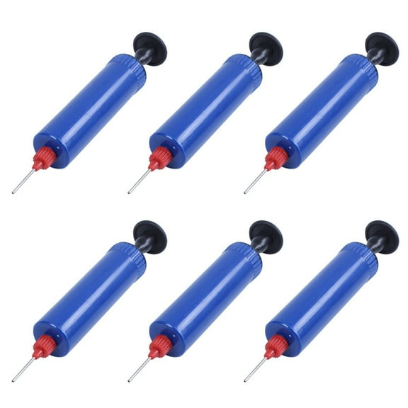 6X Football Soccer Inflatable Hand Air Pump with Needle Blue