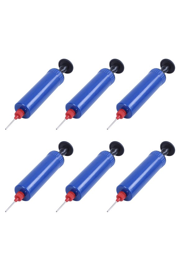 6X Football Soccer Inflatable Ball Hand Air Pump with Needle Blue