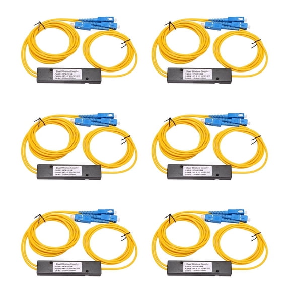 6X Ftth SC 1X2 Plc Singlemode Fiber Optical Splitter Fbt Optical Coupler,6 x FTTH SC 1X2 Fiber Optical Splitter,blue & yellow