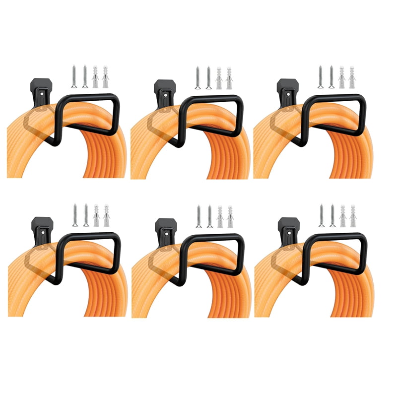 6X Garden Hose Holder Wall Mount, Duty Water Hose Hanger for Outside, Metal Hose Reels Hose Hook for Garden Hose