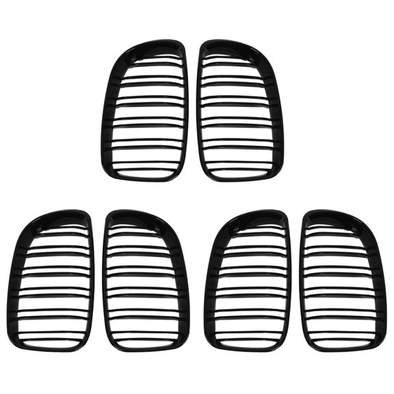 6X Glossy Black Dual Slats Front Kidney Grille Grill for  E81 E87 E82 E88 120I 128I 130I 135I  2007-2011