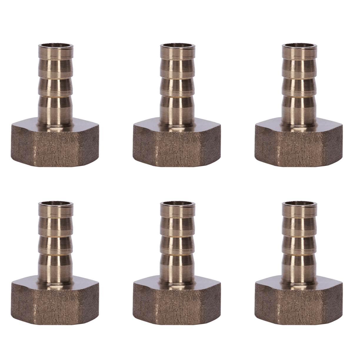 6X Gold Brass Fitting 10mm Hose Barb 1/2 Inch NPT Female Thread
