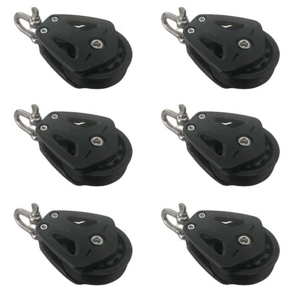 6X High Load Sheave Block Universal-Head Single Pulley Swivel Shackle Sailboat Plain Bearing Block Rope