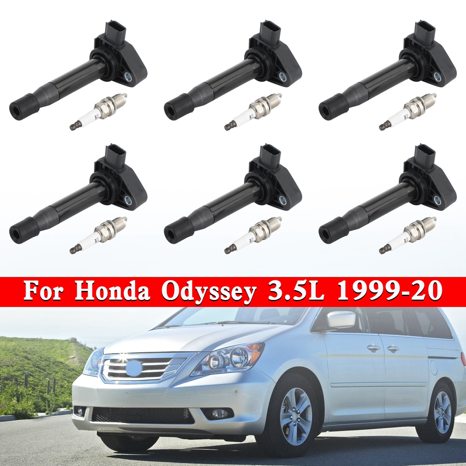 6X Ignition Coils+6X Spark Plugs Set UF242 For Honda Odyssey 3.5L 19992007