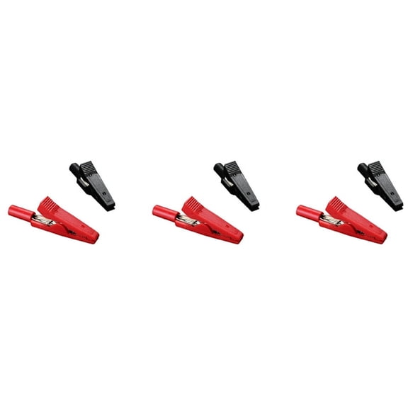 6X Insulated Alligator Clip Connector Clamp Testing Probe Red+Black,6 x Alligator Clips(3pcs Red+3pcs Black),Black & Red