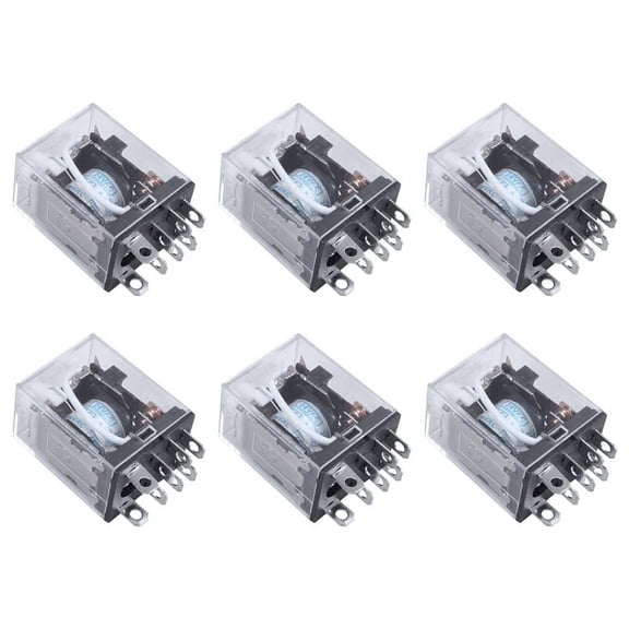 6X JQX-13F LY2 AC 24V Coil 8-Pin DPDT Red LED Electromagnetic Relay