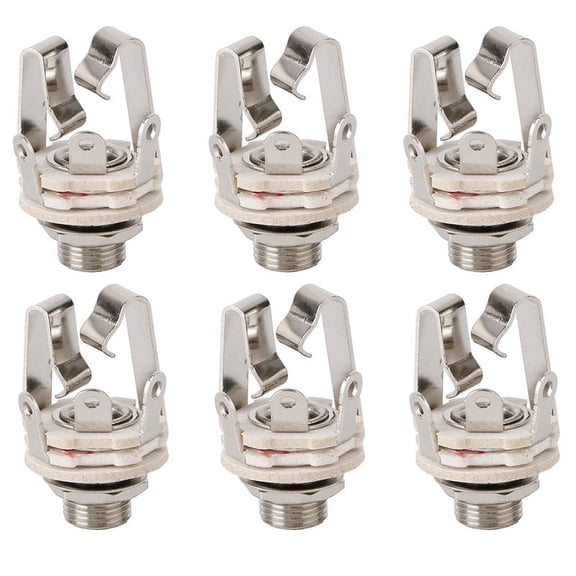 6X Jack 6.5 Two-Channel Audio Cable Connector Plug Socket with A Switch Stereo 6.5 Female for Guitar