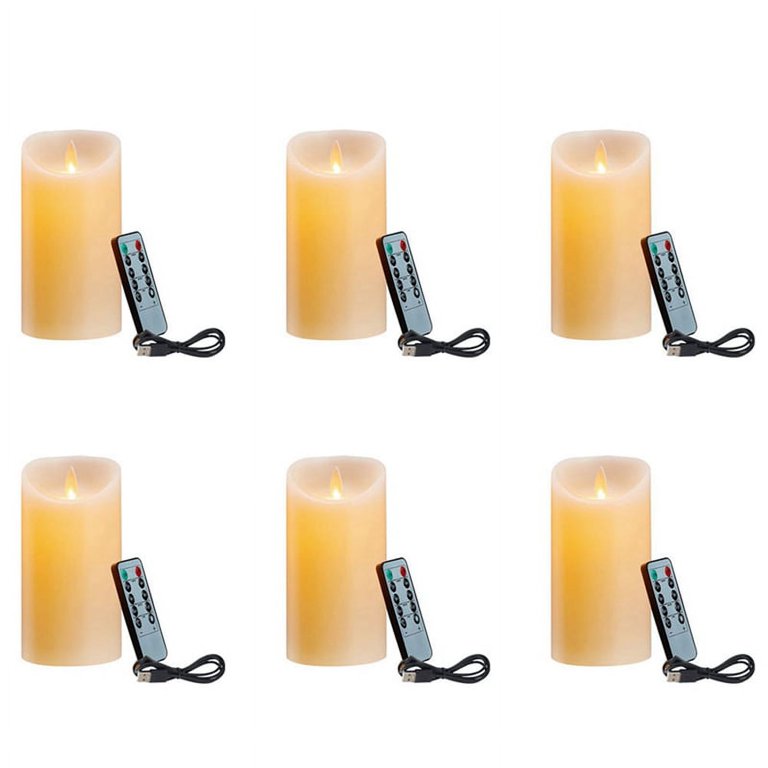 6PCS Flameless LED Candle Flickering Tea Light Rechargeable Timer