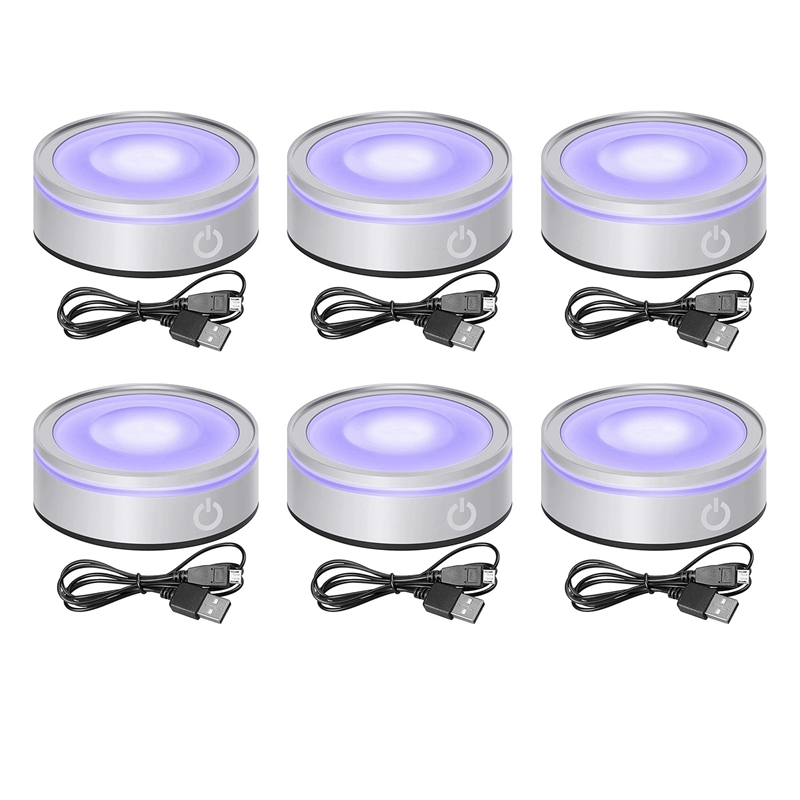 6X LED Light Base with Sensitive Touch Round Colorful Stand Display for ...