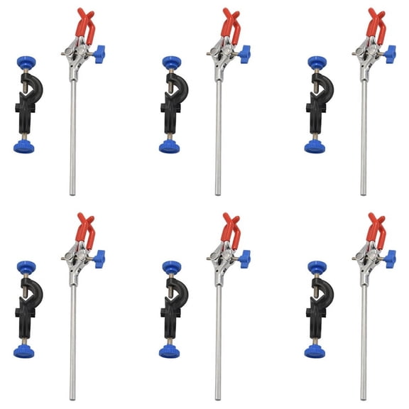 6X Lab Clamp 3 Finger Style Rubber-Coated Head A Black Laboratory Stand Clip