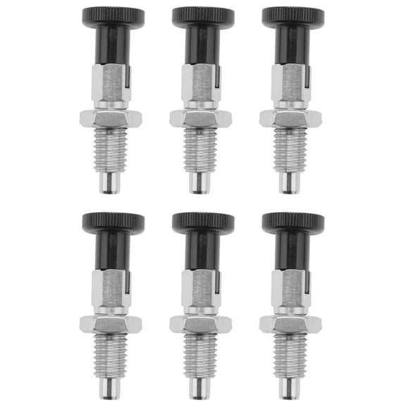 6X M10 Stainless Steel Self Locking Index Plunger Pin with Self Locking Function for Dividing Head,6 x Self Locking Index Plunger Pin,black & silver