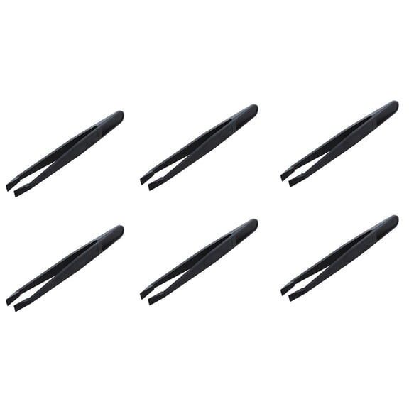 6X Manual Tool Black Plastic Flat Tip Anti-Static Tweezers,6 x Flat Tip Tweezers,Black