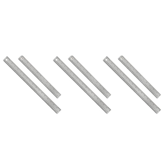6X Metal Ruler with Cork Backing:(12+18 Inch) Stainless Steel Ruler Non-Slip Rulers with Inch and Centimeters